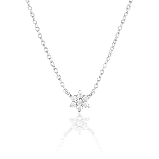 0.09 TCW Round Lab-Grown Diamond Blossom Necklace