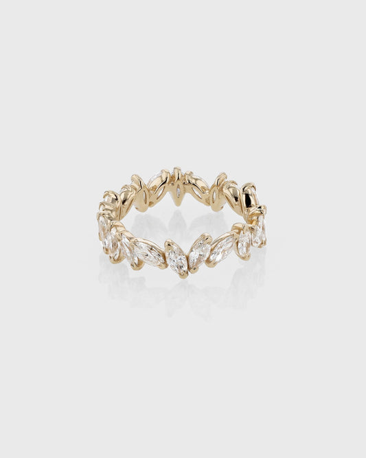 0.70 TCW Marquise Lab Grown Diamond Gold Vine Eternity Band