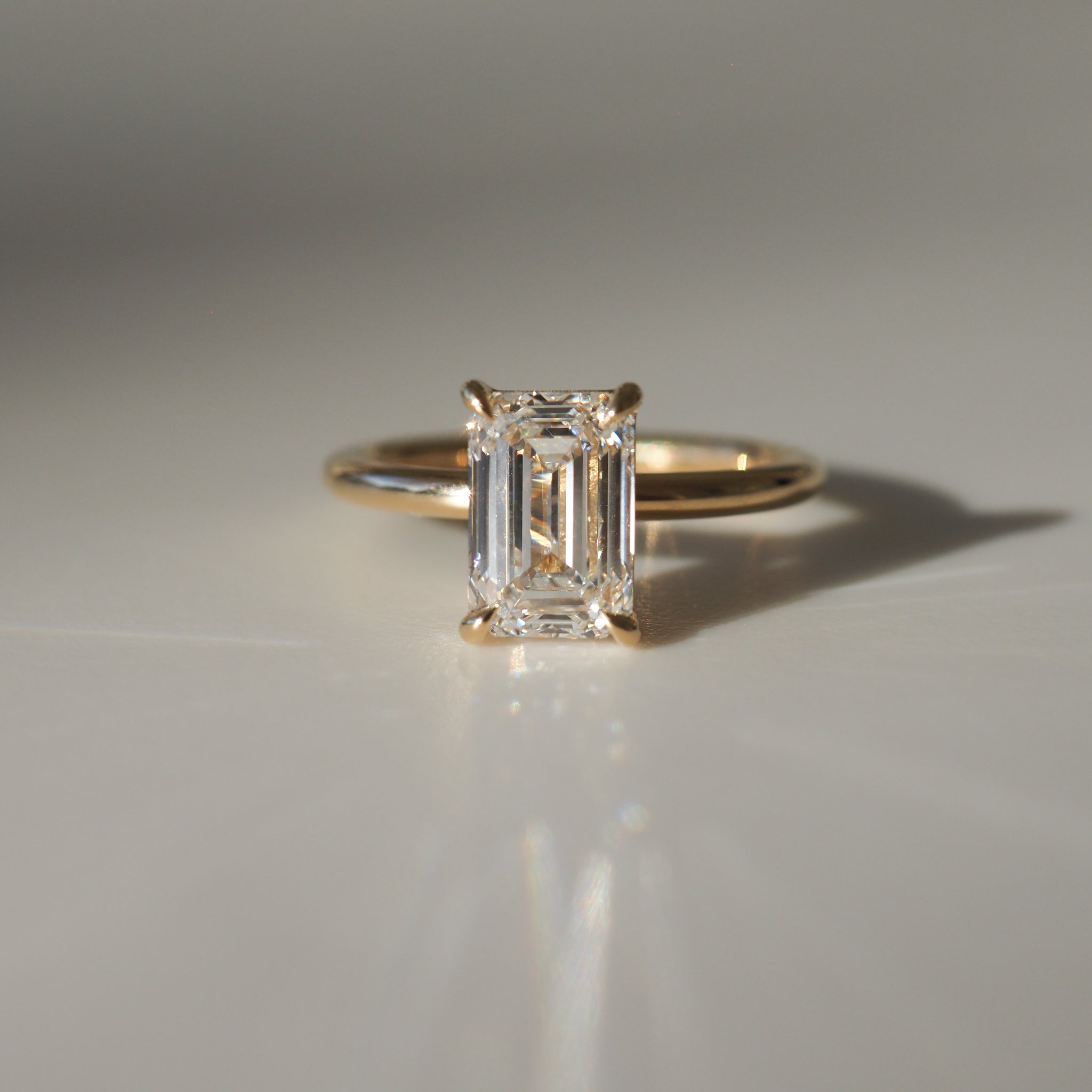 2.0 CT Emerald Cut Lab Grown Diamond Engagement Ring in Gold