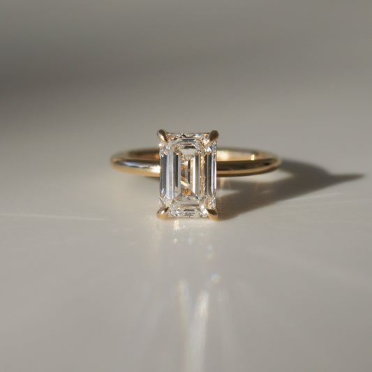 2.0 CT Emerald Cut Lab Grown Diamond Engagement Ring in Gold