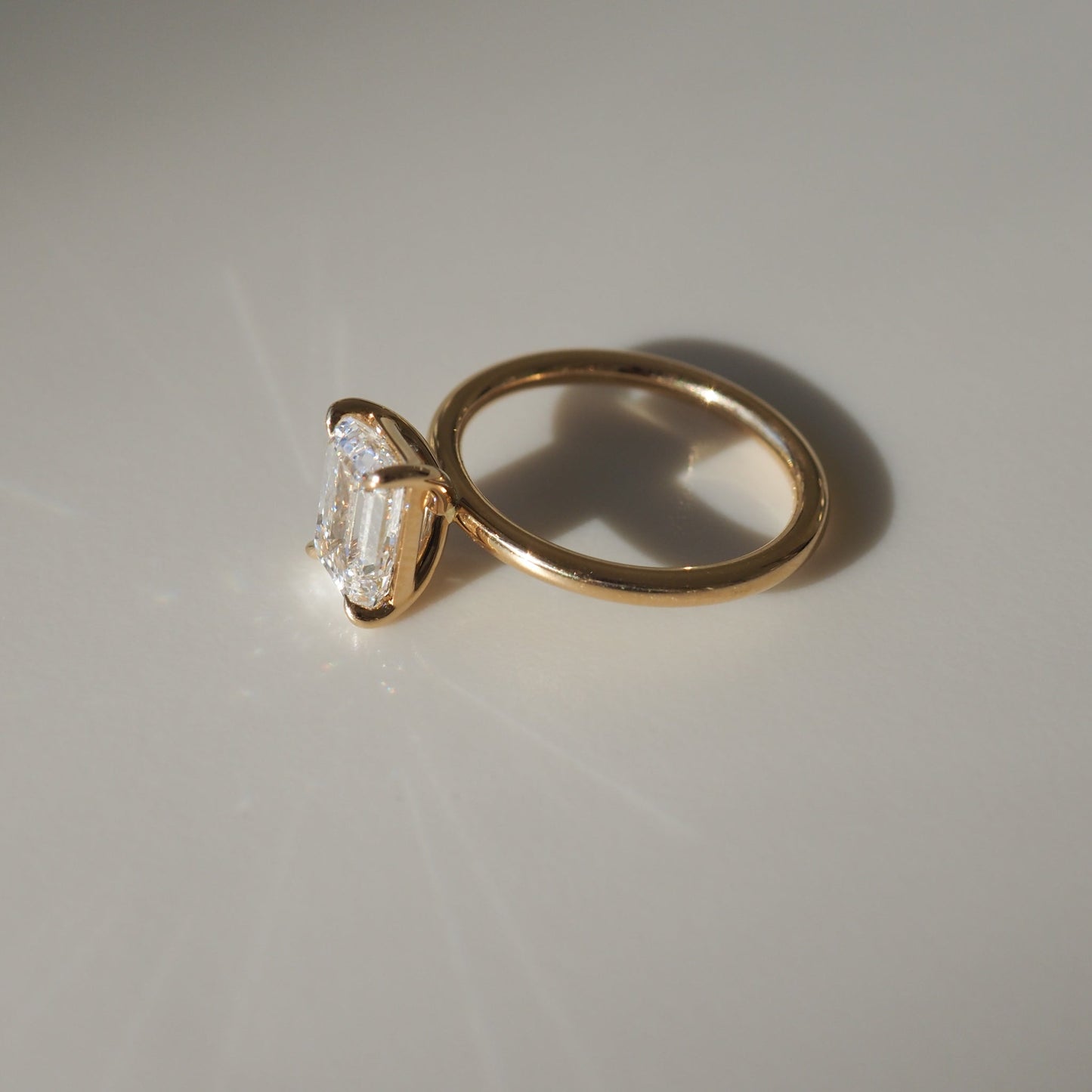 2.0 CT Emerald Cut Lab Grown Diamond Engagement Ring in Gold 3