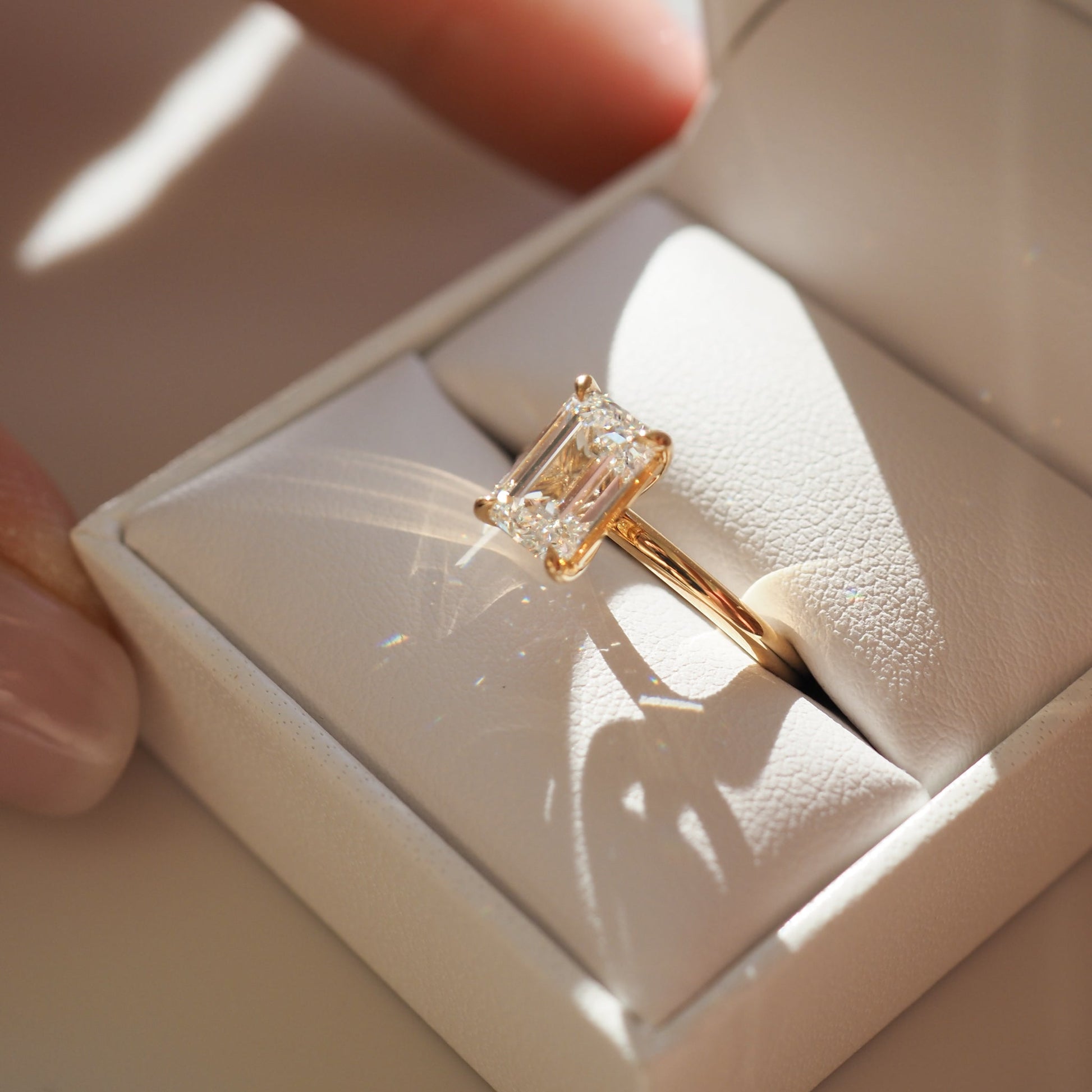 2.0 CT Emerald Cut Lab Grown Diamond Engagement Ring in Gold 4