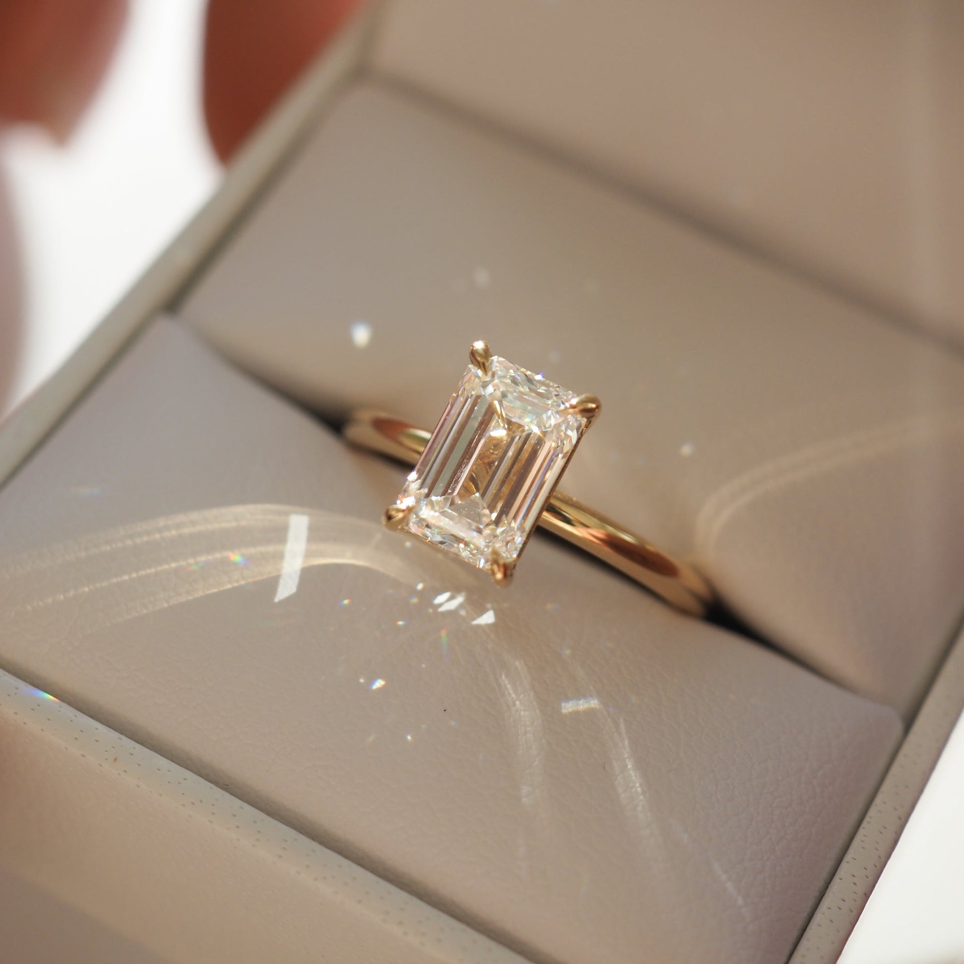 2.0 CT Emerald Cut Lab Grown Diamond Engagement Ring in Gold 1