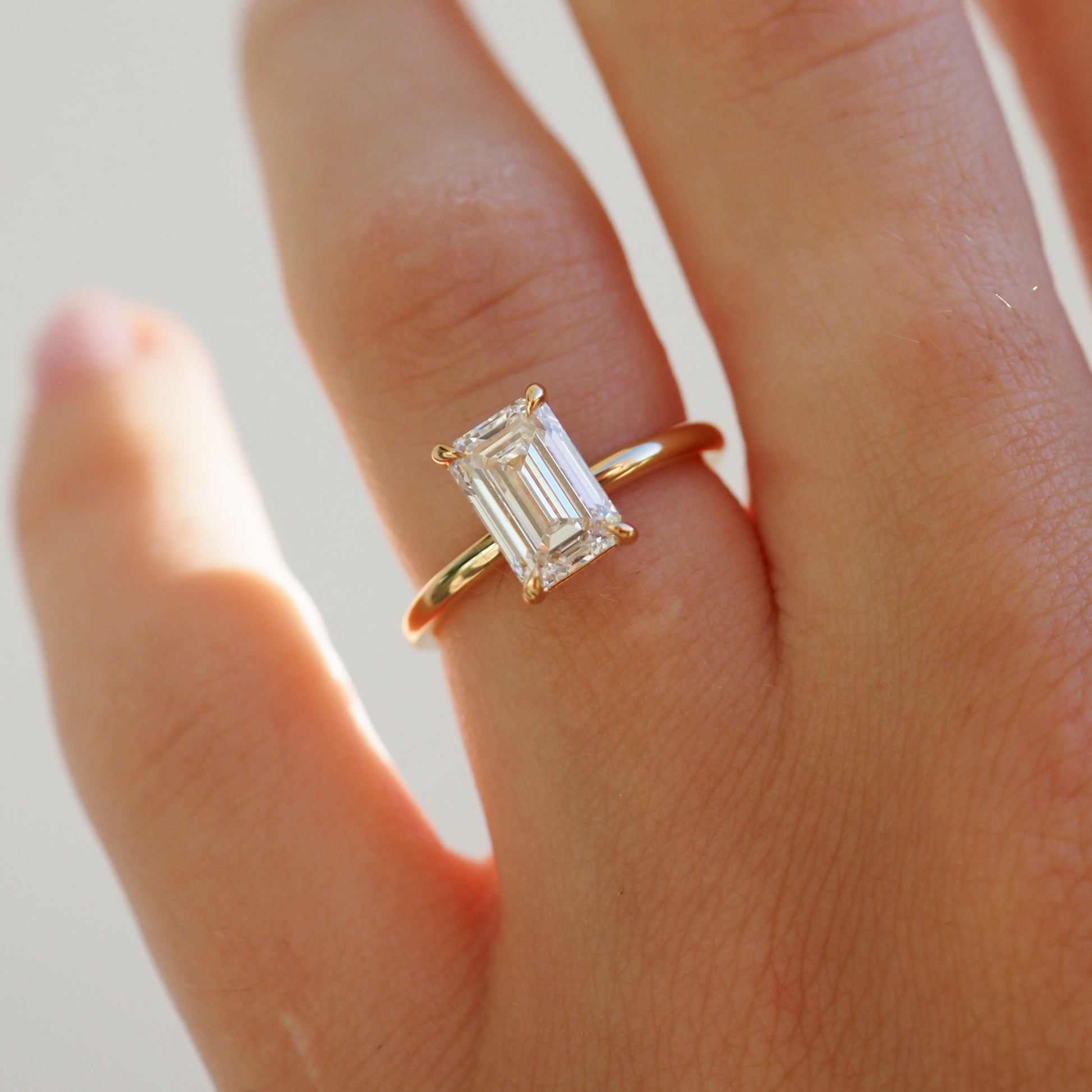 2.0 CT Emerald Cut Lab Grown Diamond Engagement Ring in Gold 6