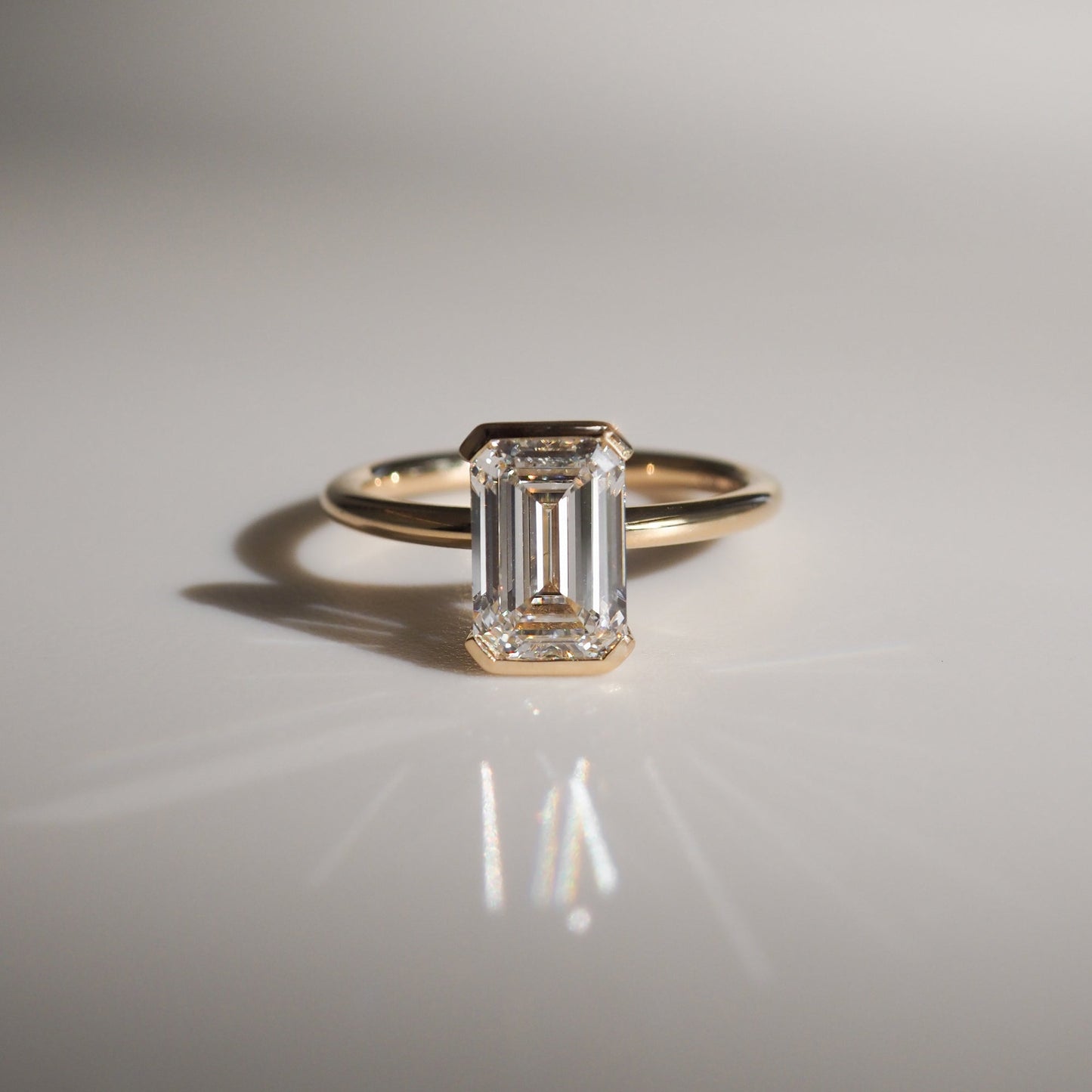 2.0 CT Emerald Lab Grown Diamond Half Bezel Elegance Ring 5