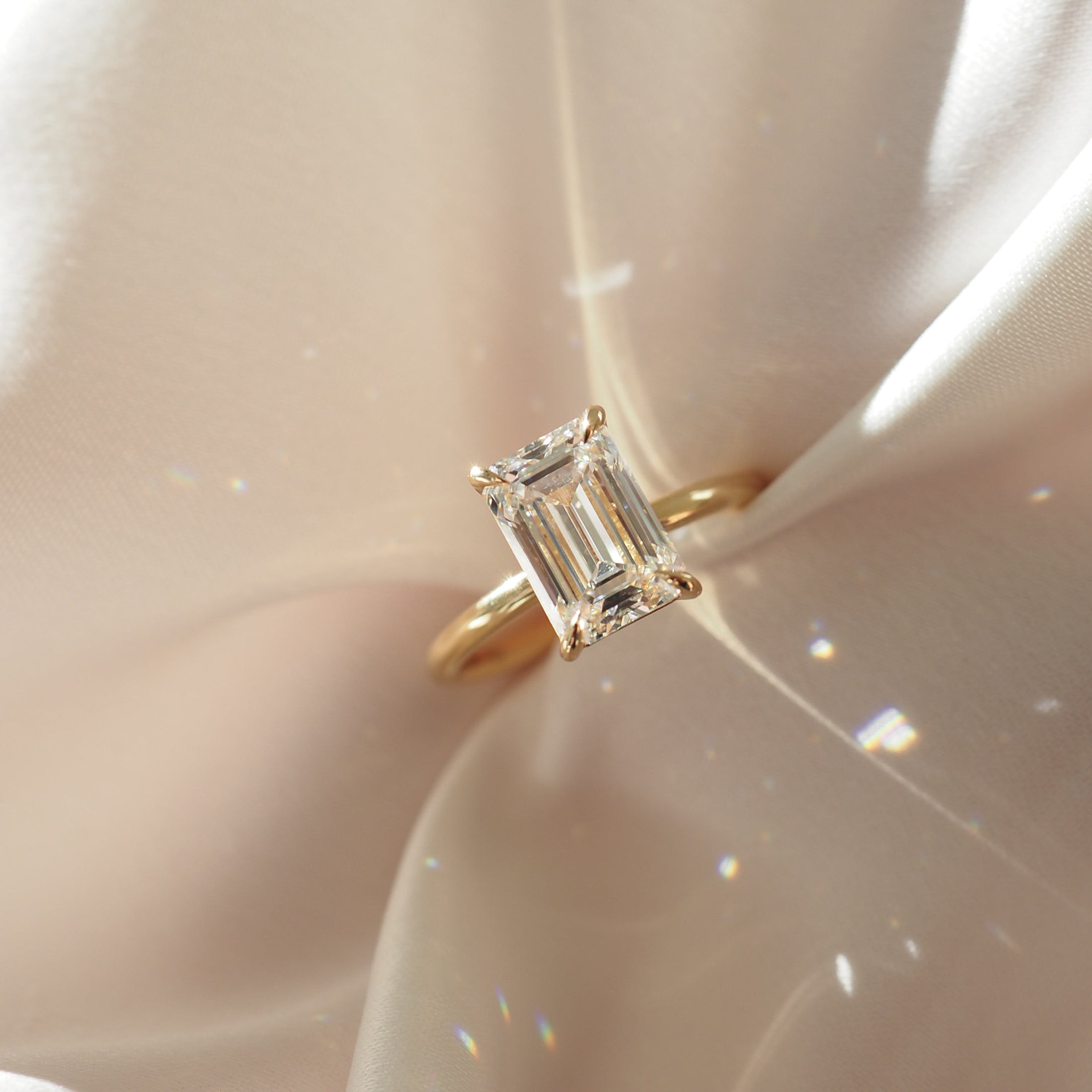 3.0 CT Emerald Cut Lab Grown Diamond Solitaire Ring