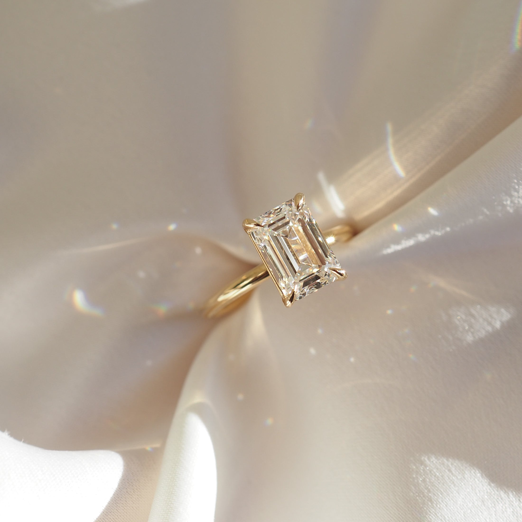 3.0 CT Emerald Cut Lab Grown Diamond Solitaire Ring