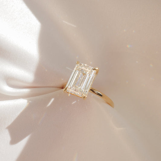 4.0 CT Emerald Cut Lab Grown Diamond Solitaire Engagement Ring