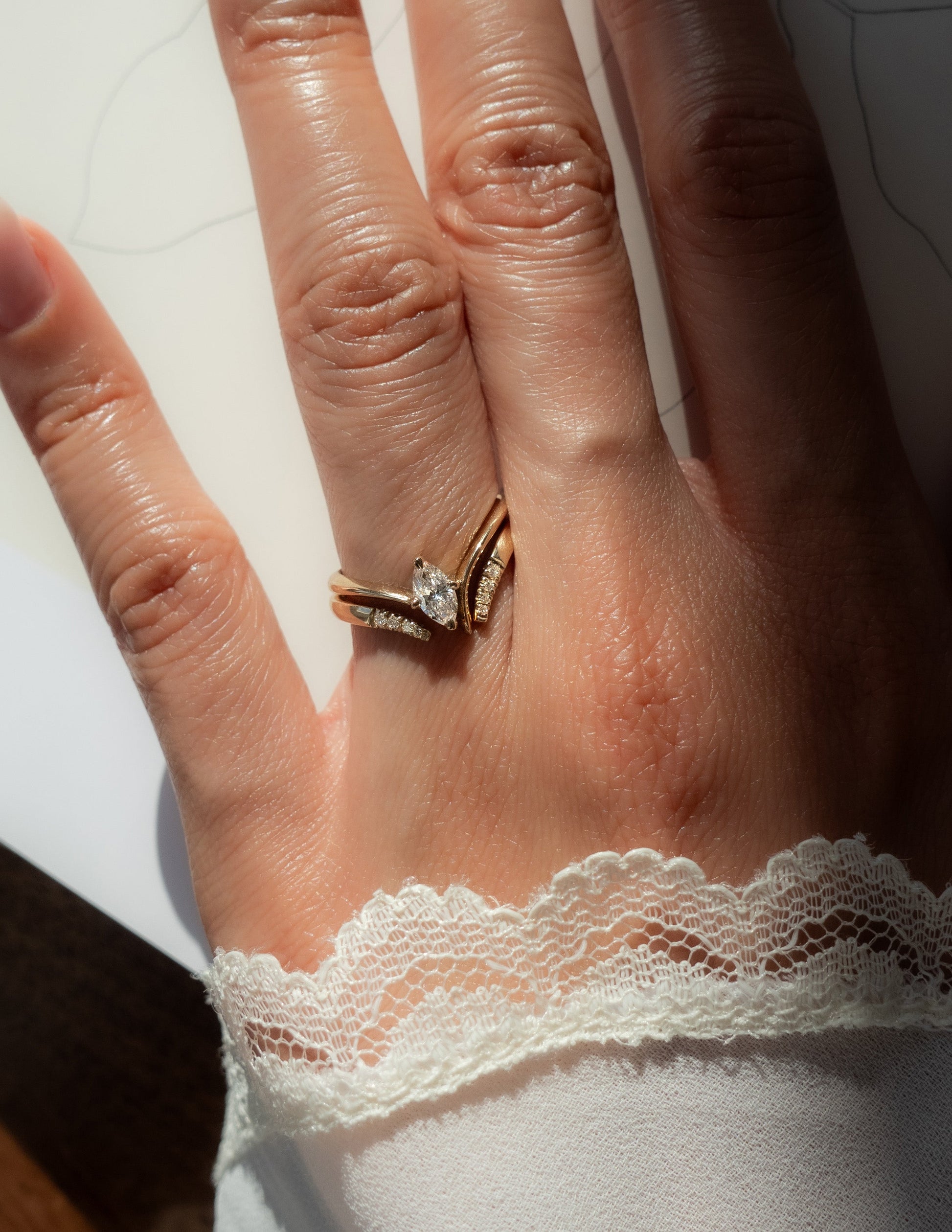 Solitaire Asymmetrical Band-Marquise Lab Grown Diamond Engagement Ring