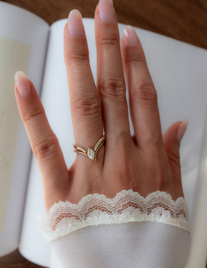 Solitaire Asymmetrical Band-Marquise Lab Grown Diamond Engagement Ring