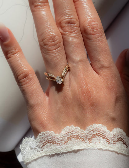 Solitaire Asymmetrical Band-Oval Lab Grown Diamond Engagement Ring