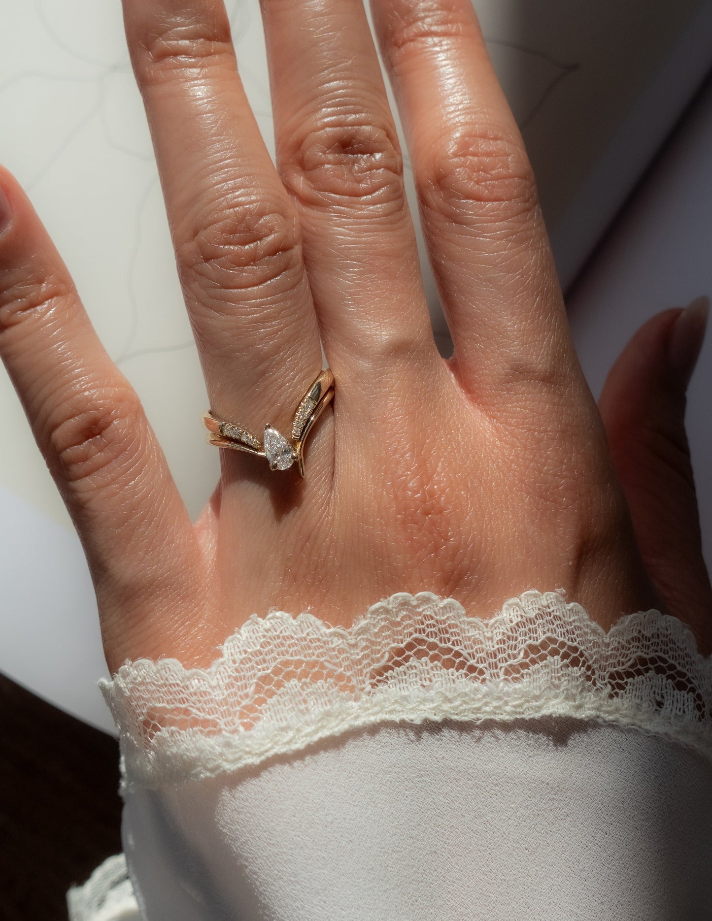 Solitaire Asymmetrical Band-Pear Lab Grown Diamond Engagement Ring