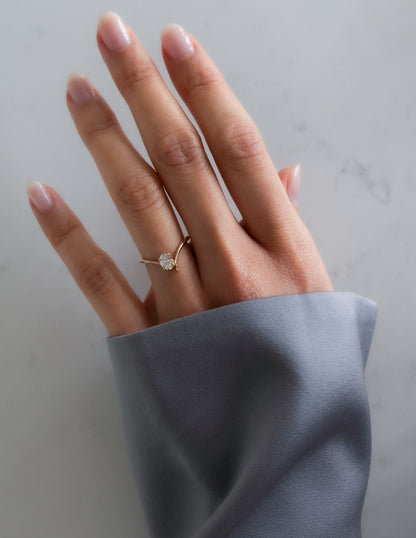 Solitaire Asymmetrical Band-Oval Lab Grown Diamond Engagement Ring
