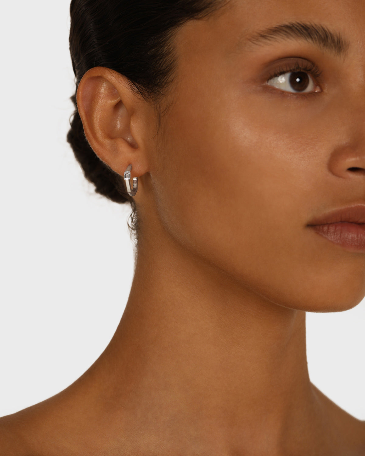 Radiant Hexagonal Diamond Hoop Earrings 4