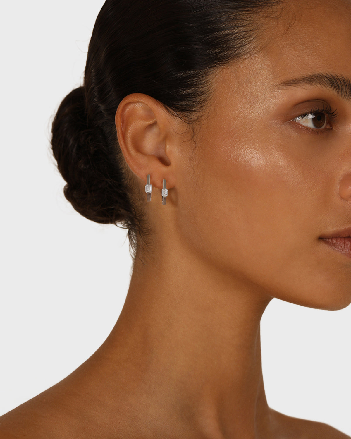 Radiant Hexagonal Diamond Hoop Earrings 2