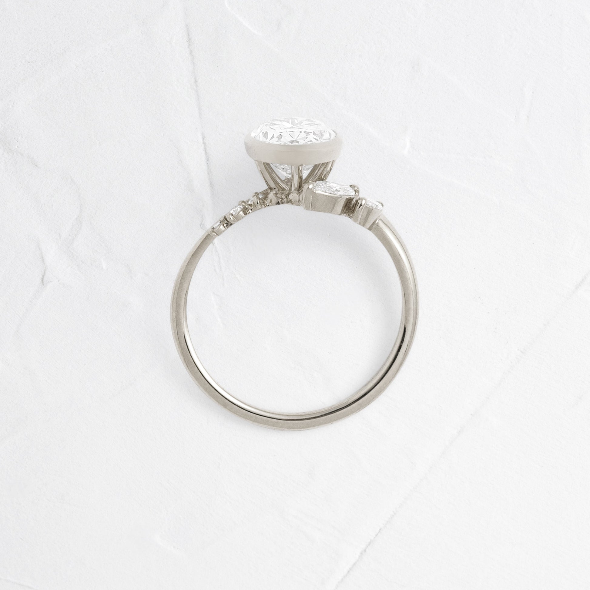Bezel Dainty Style-Oval Lab Grown Diamond Engagement Ring