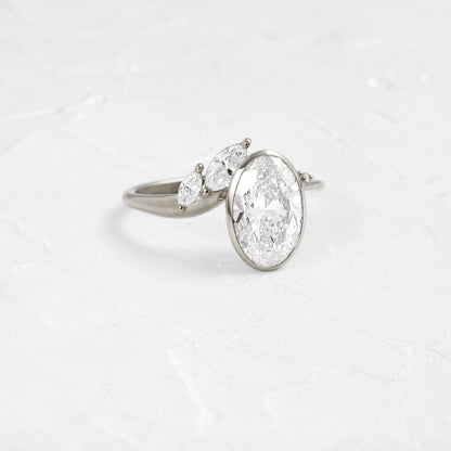 Bezel Dainty Style-Oval Lab Grown Diamond Engagement Ring