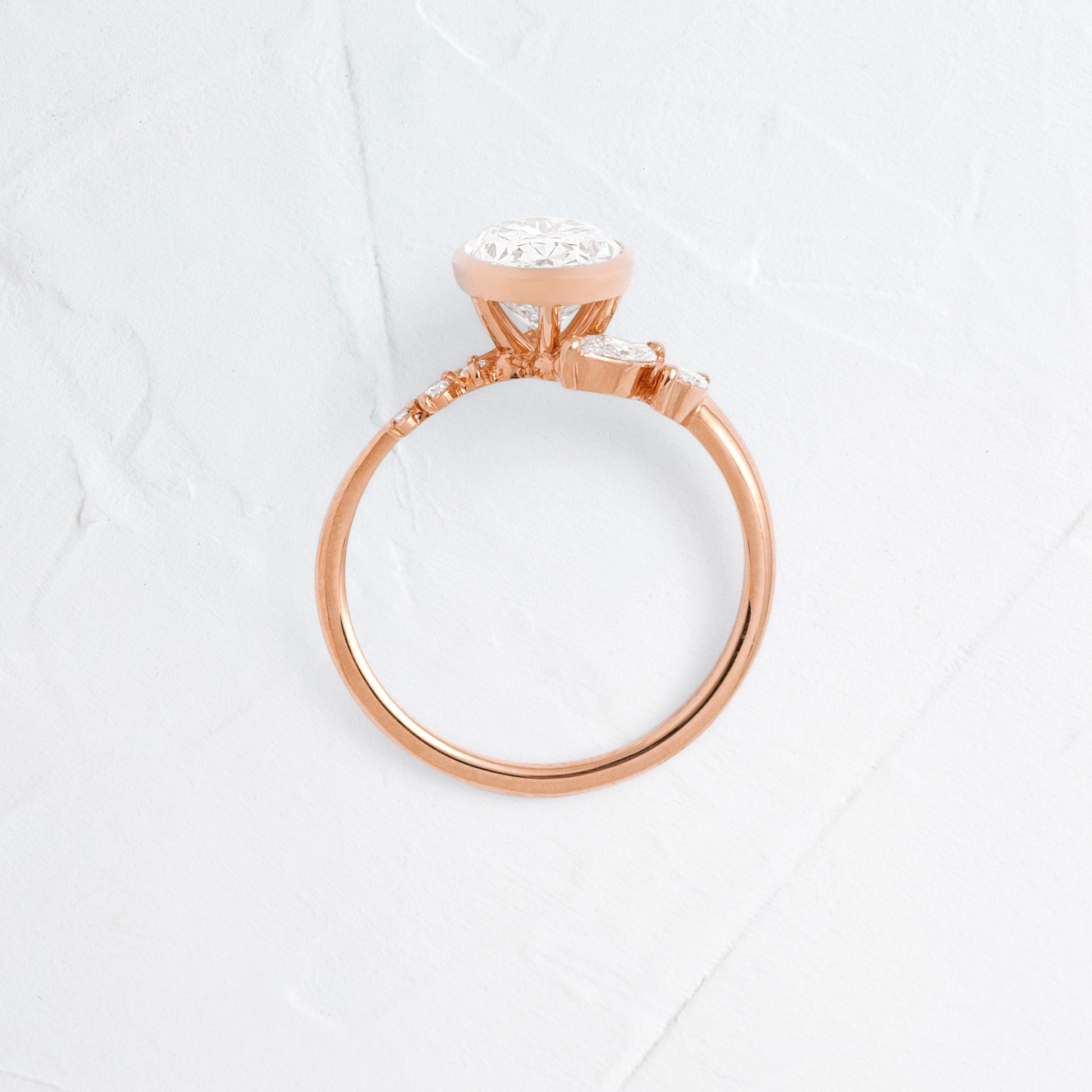 Bezel Dainty Style-Oval Lab Grown Diamond Engagement Ring