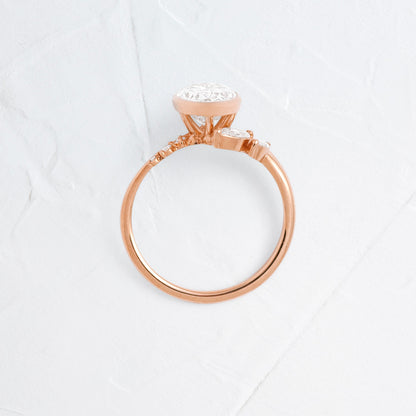Bezel Dainty Style-Oval Lab Grown Diamond Engagement Ring