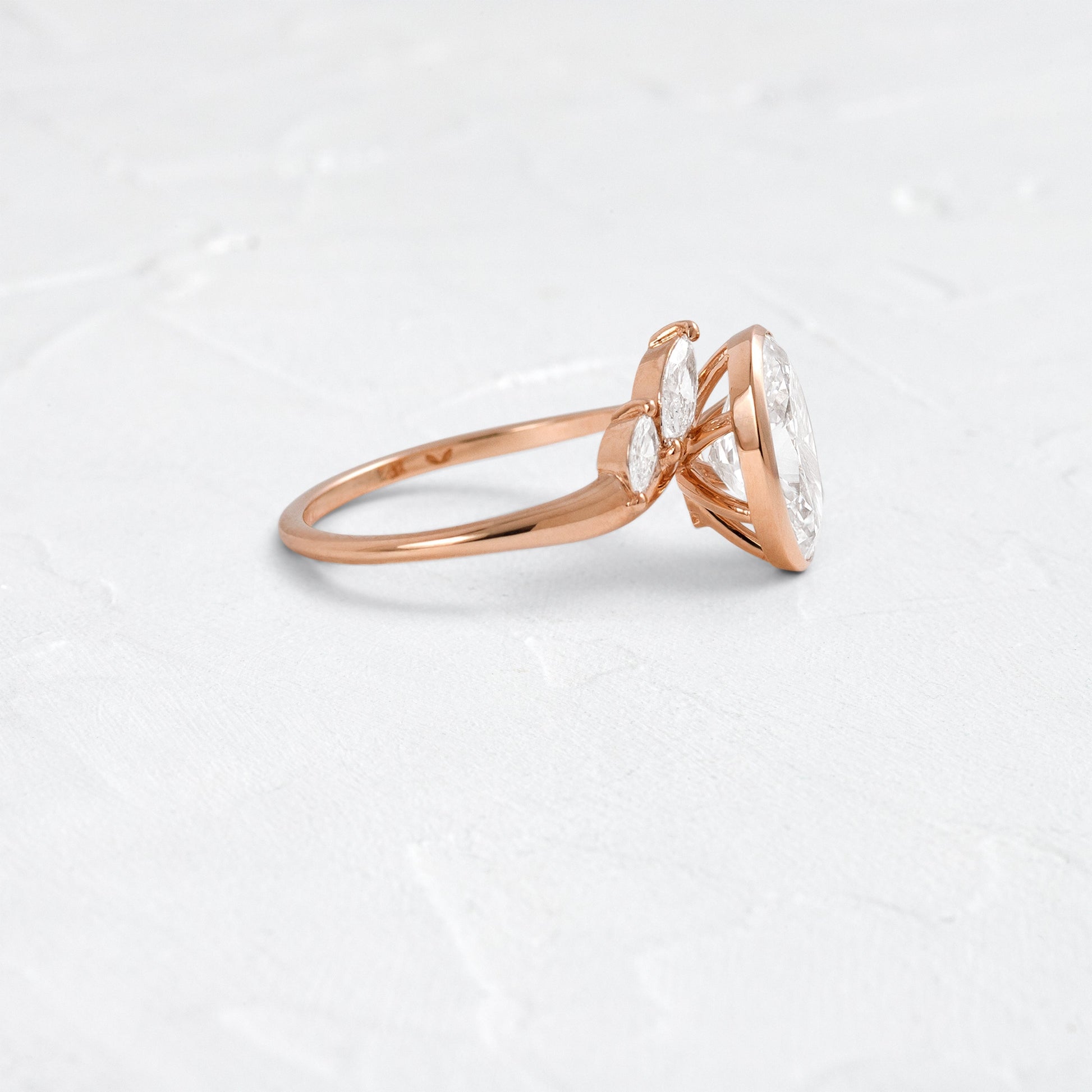 Bezel Dainty Style-Oval Lab Grown Diamond Engagement Ring