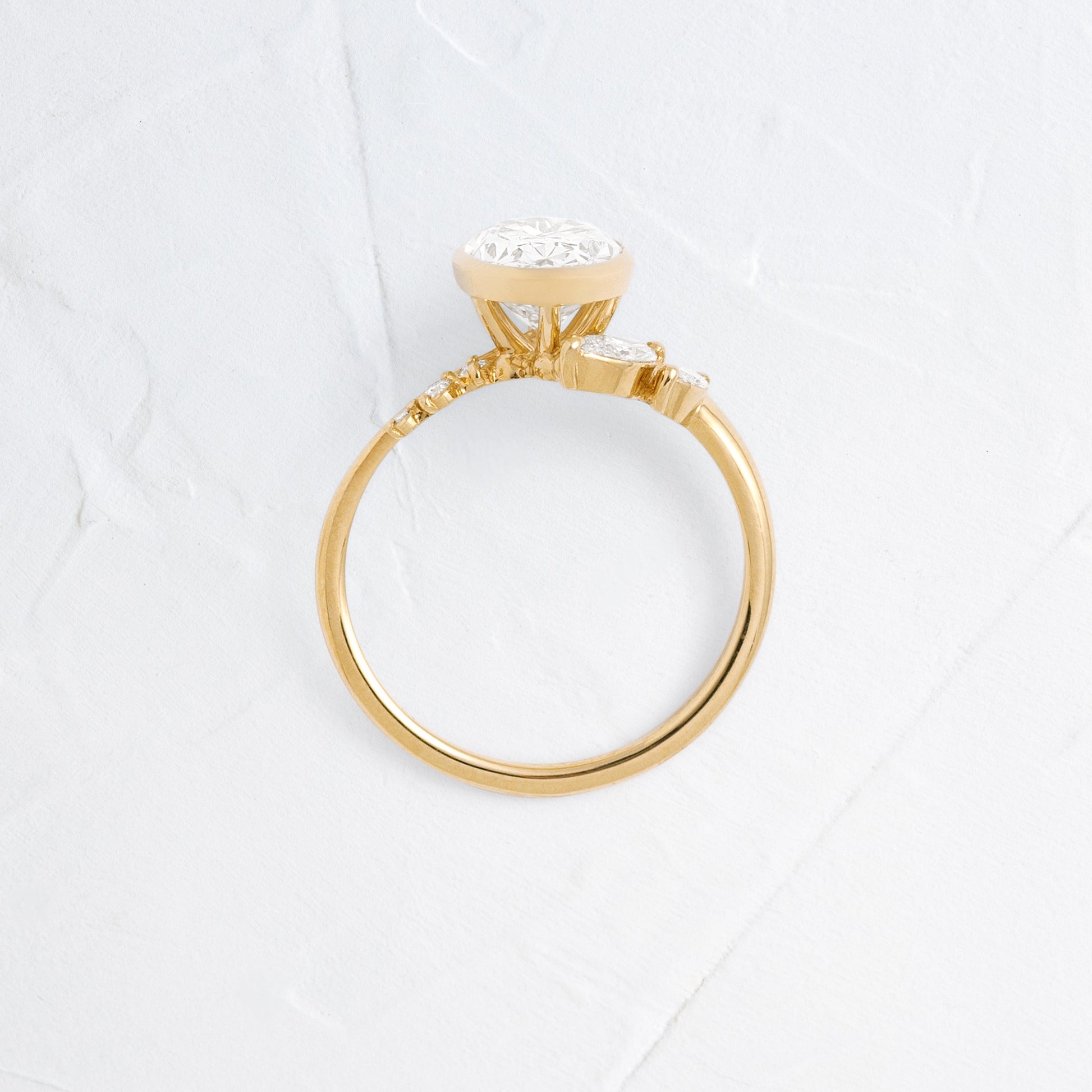Bezel Dainty Style-Oval Lab Grown Diamond Engagement Ring