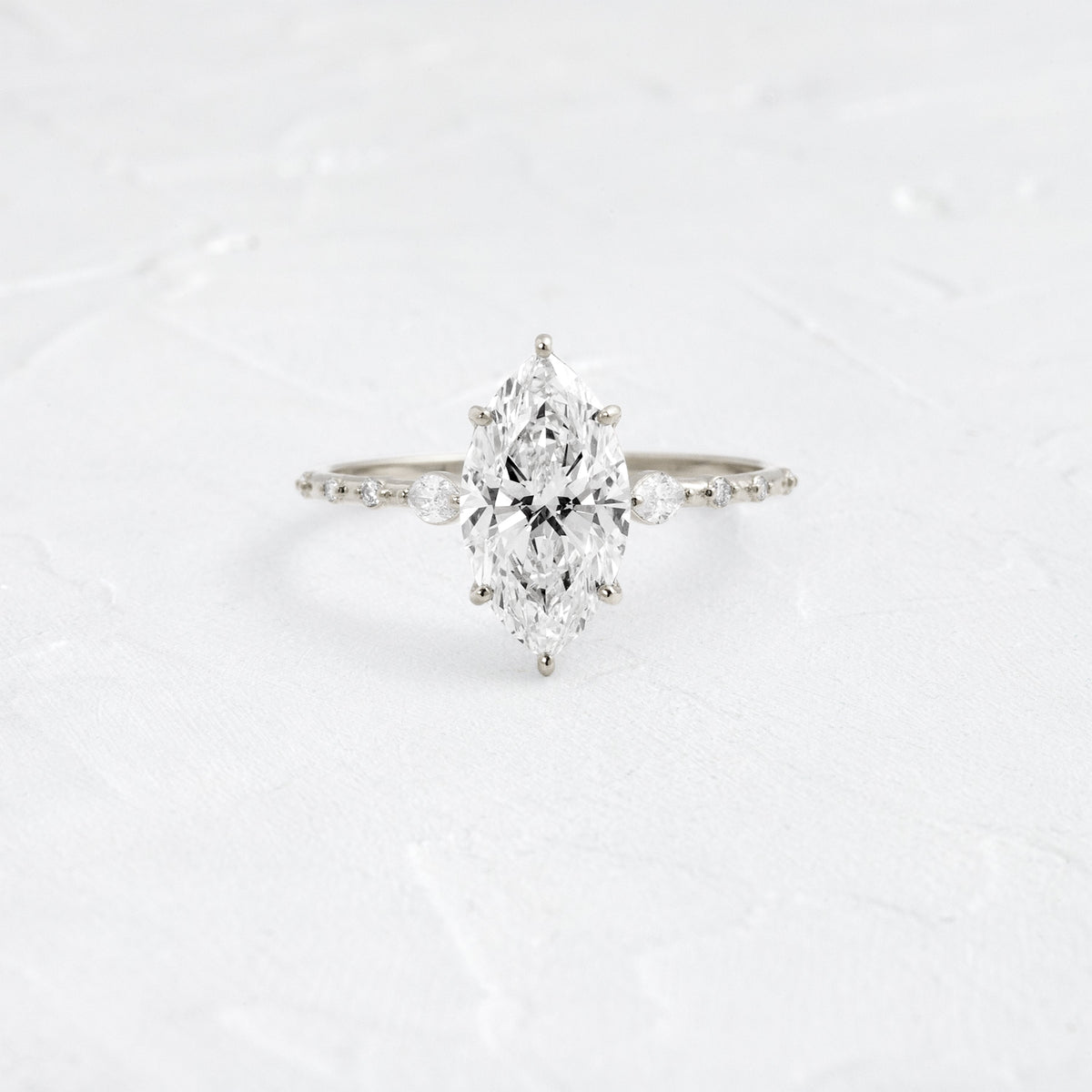 Three Stone & Pave-Marquise Lab Grown Diamond Engagement Ring