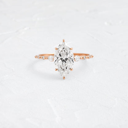 Three Stone & Pave-Marquise Lab Grown Diamond Engagement Ring