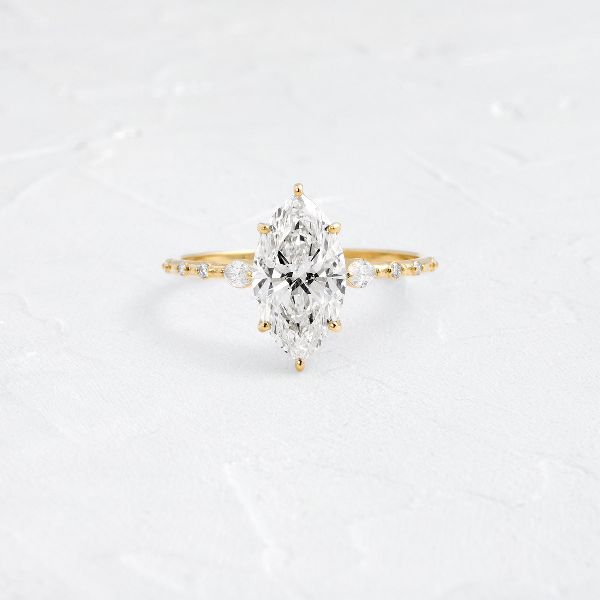 Three Stone & Pave-Marquise Lab Grown Diamond Engagement Ring