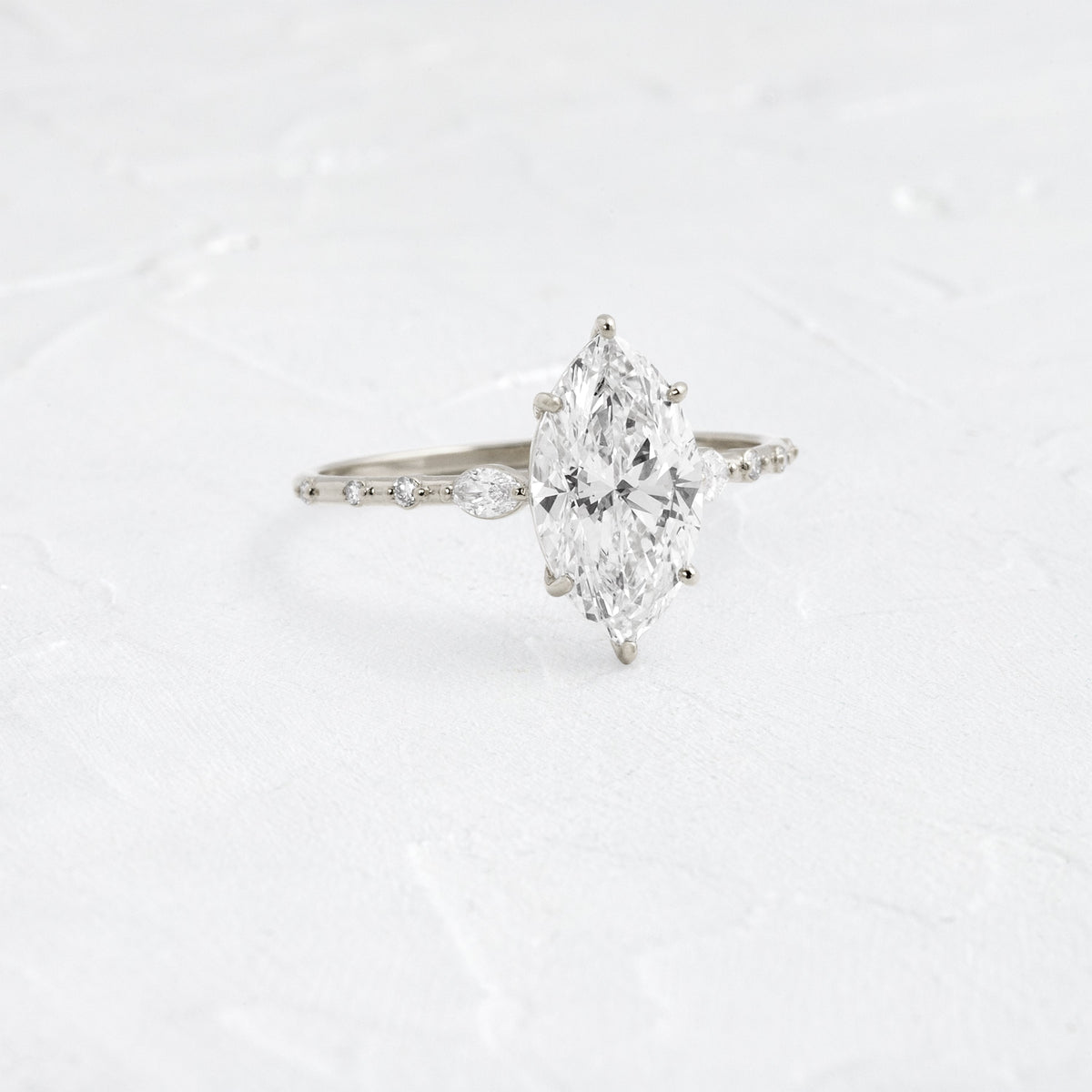 Three Stone & Pave-Marquise Lab Grown Diamond Engagement Ring