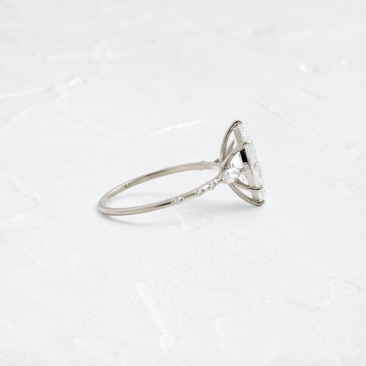 Three Stone & Pave-Marquise Lab Grown Diamond Engagement Ring