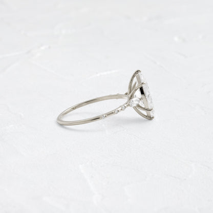 Three Stone & Pave-Marquise Lab Grown Diamond Engagement Ring