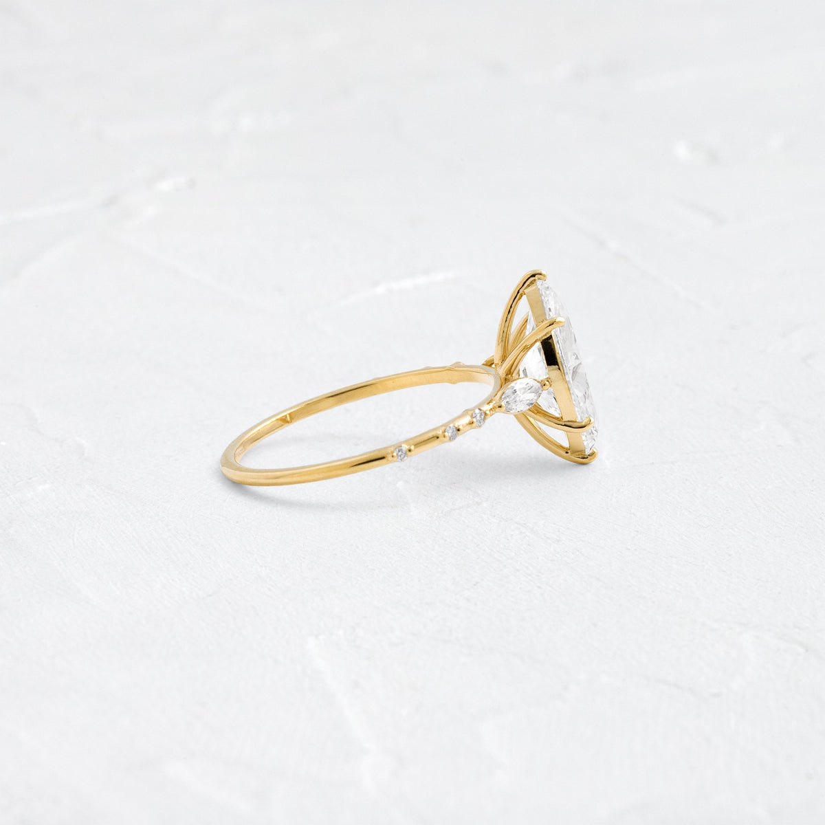 Three Stone & Pave-Marquise Lab Grown Diamond Engagement Ring