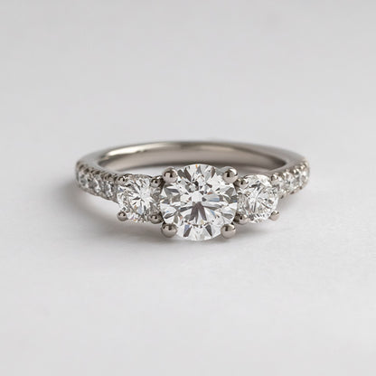 Three Stone & Pave-Round Lab Grown Diamond Engagement Ring
