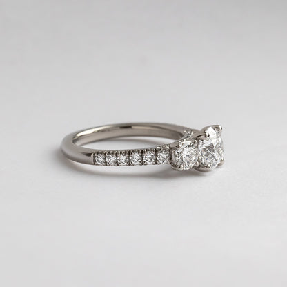 Three Stone & Pave-Round Lab Grown Diamond Engagement Ring