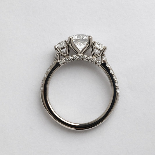 Three Stone & Pave-Round Lab Grown Diamond Engagement Ring