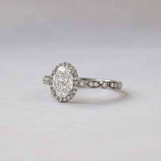 Halo & Pave-Oval Lab Grown Diamond Engagement Ring