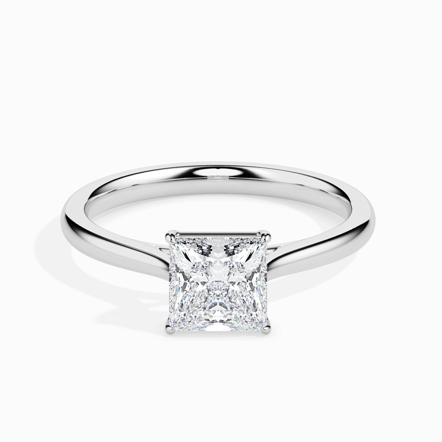 1 CT Princess Solitaire CVD F/VS Diamond Engagement Ring 1