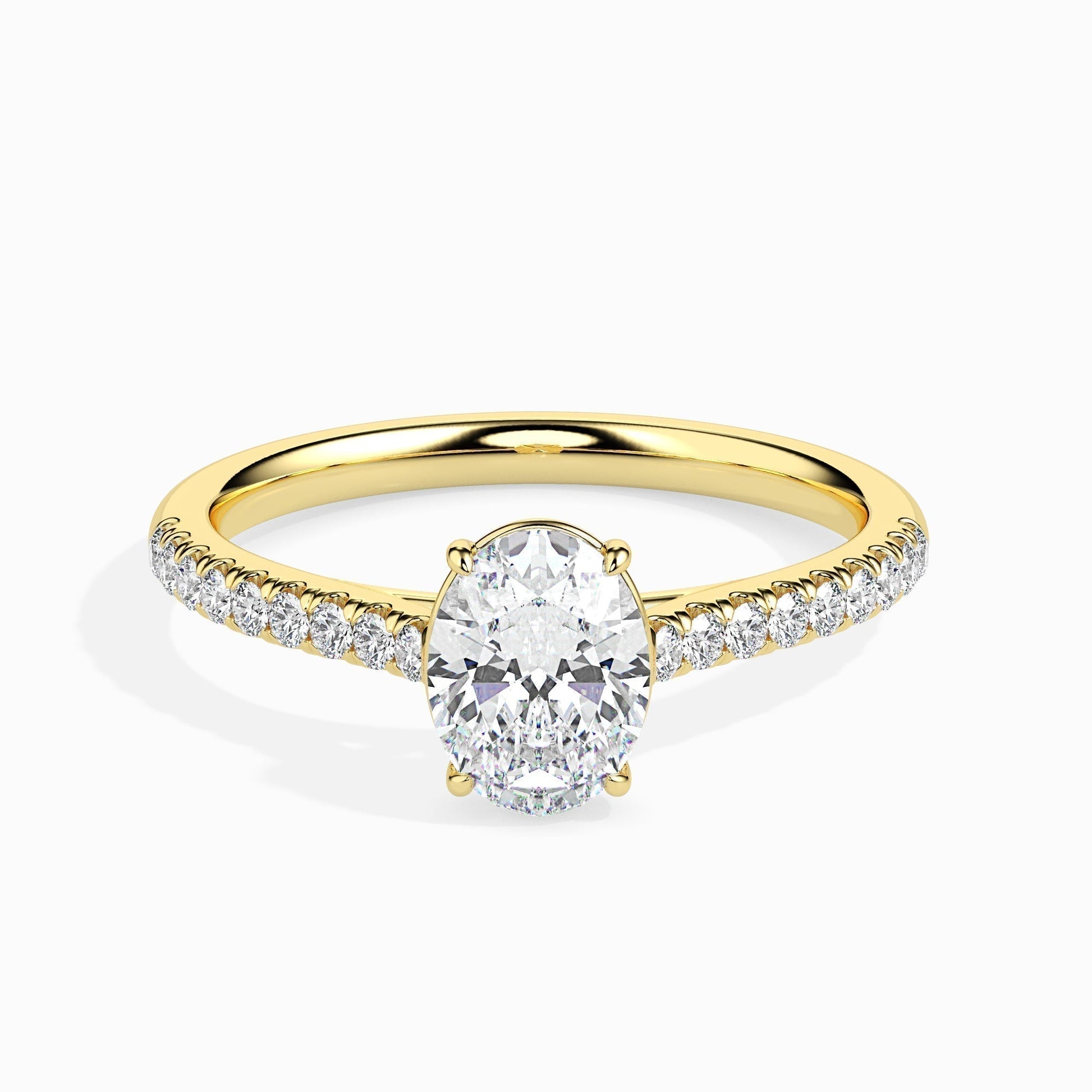 1 CT Oval Cut Pave CVD F/VS Diamond Engagement Ring 4