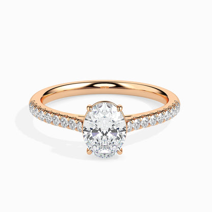 1 CT Oval Cut Pave CVD F/VS Diamond Engagement Ring 8