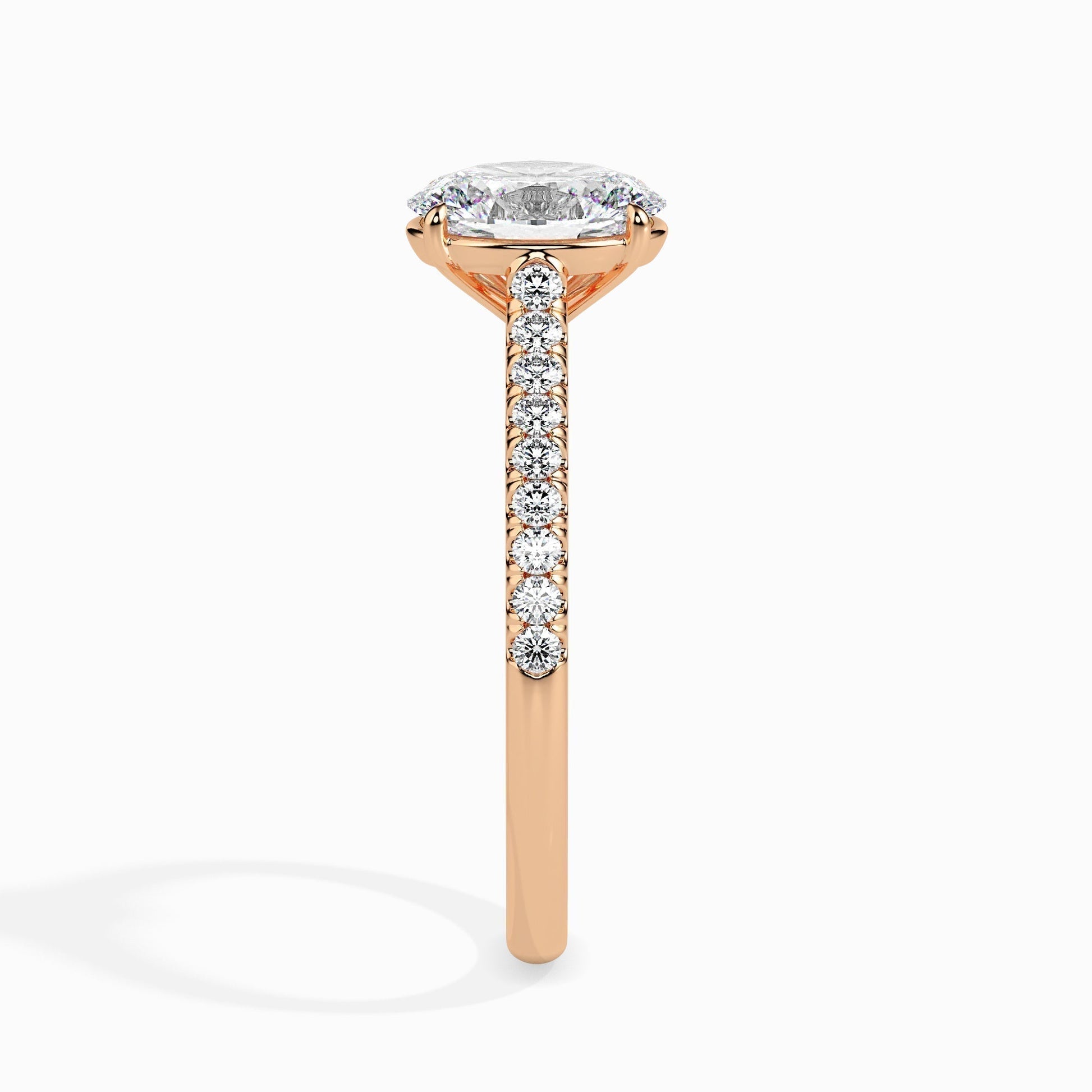 1 CT Oval Cut Pave CVD F/VS Diamond Engagement Ring 9