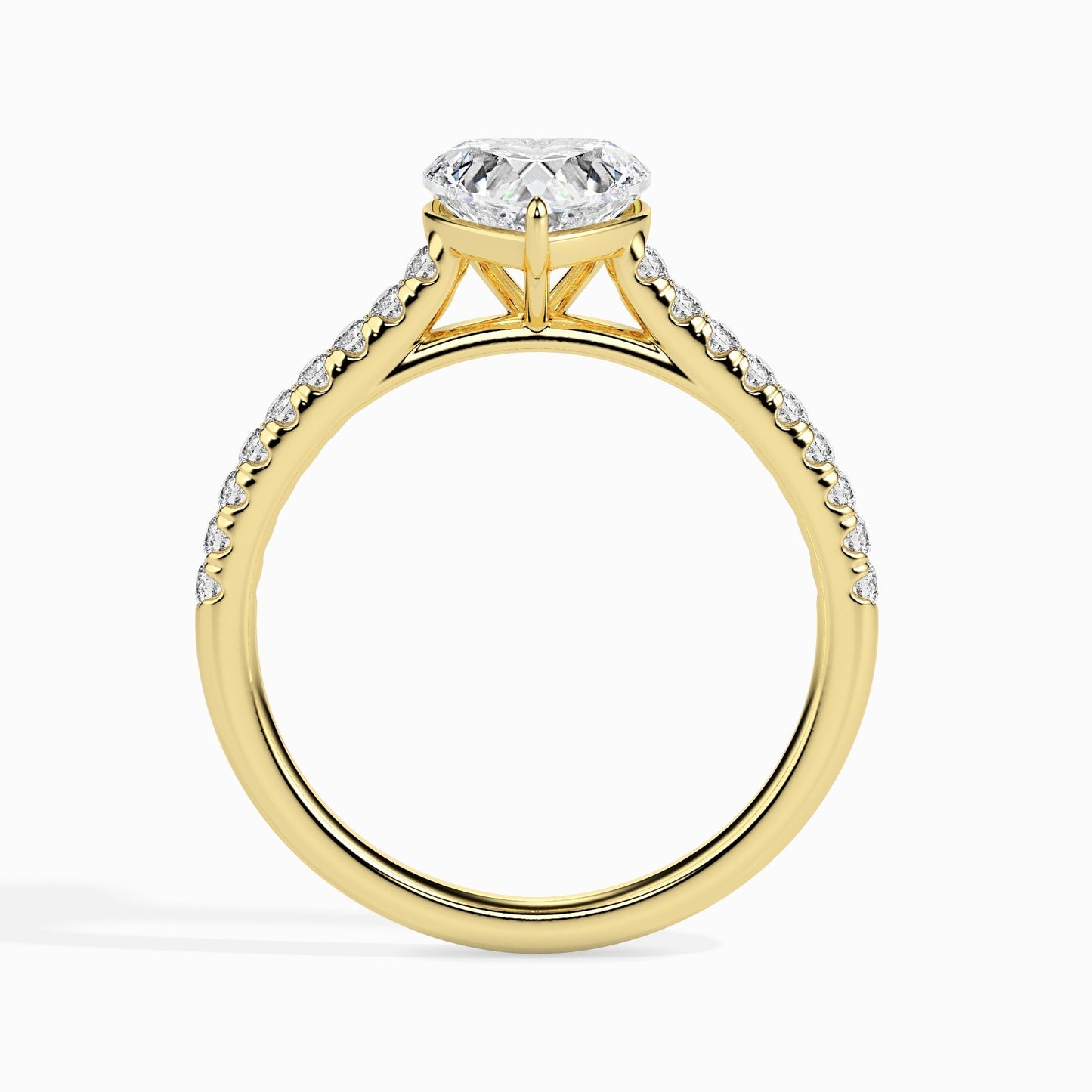 1 CT Heart Cut Pave CVD F/VS Diamond Engagement Ring 11