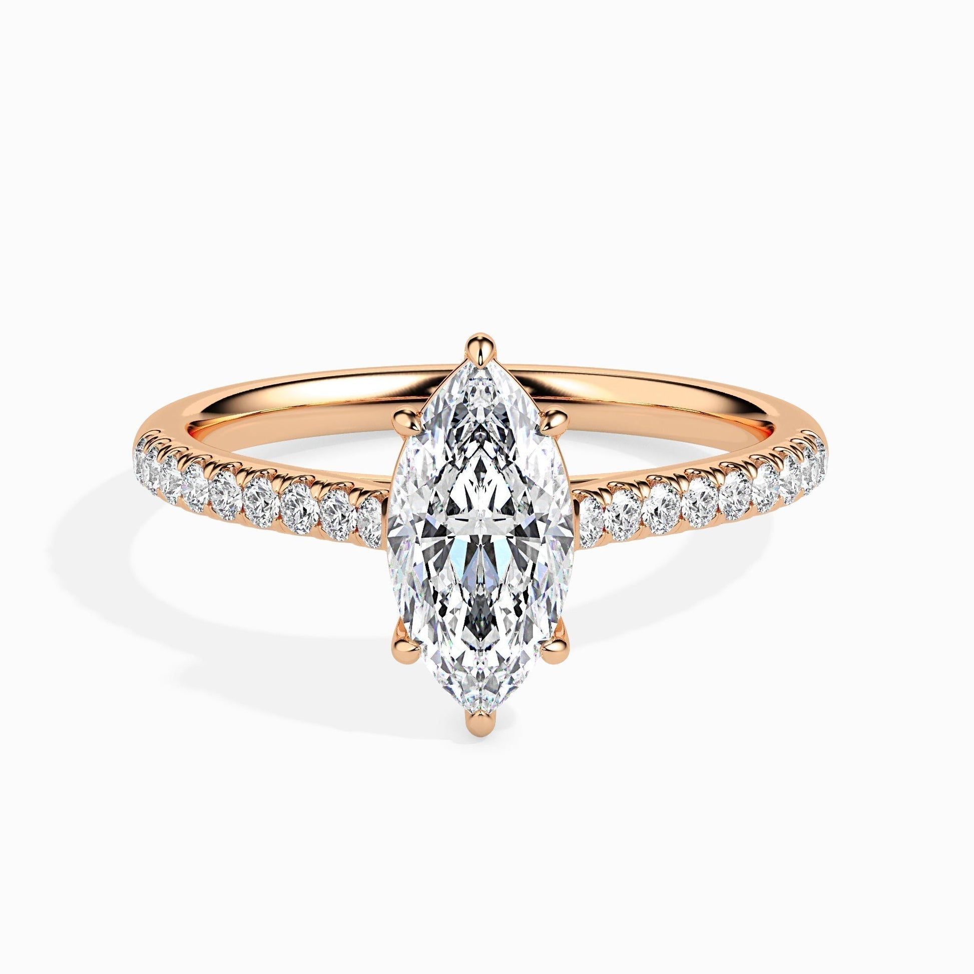 Elegant 1 CT Marquise Lab-Grown Diamond Pave Engagement Ring 5