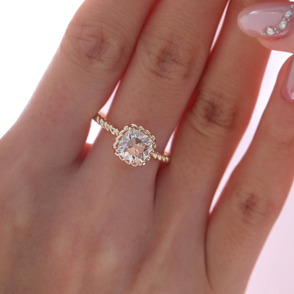 Solitaire Cathedral- 1.8 CT Cushion Lab Grown Diamond Wedding Band