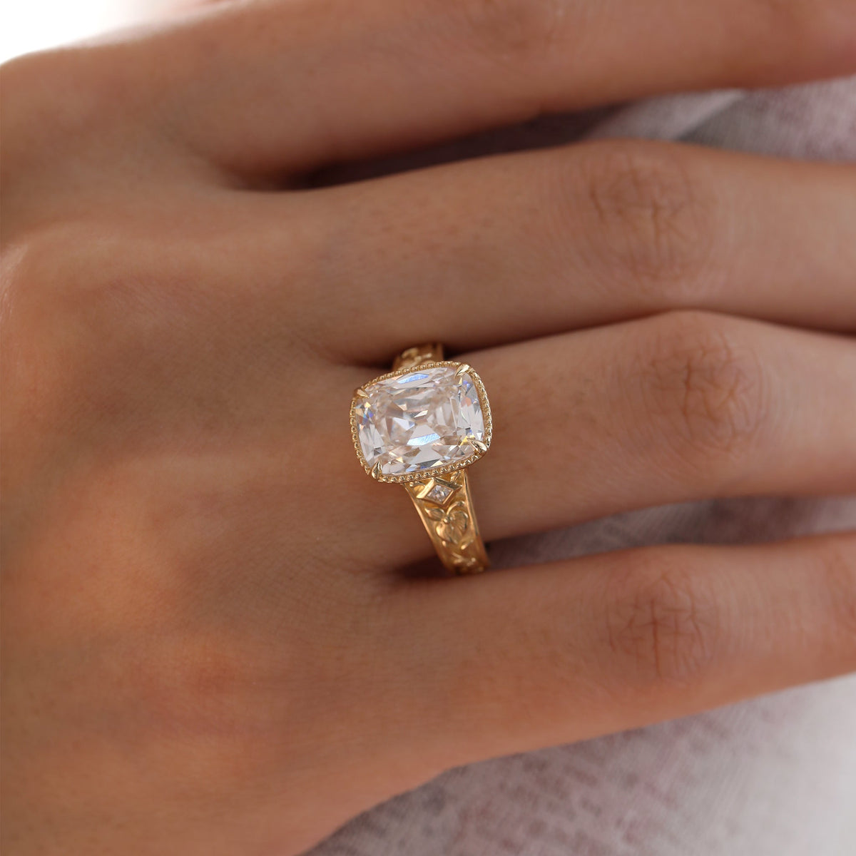 Solitaire Cathedral- 1.8 CT Cushion Lab Grown Diamond Wedding Band