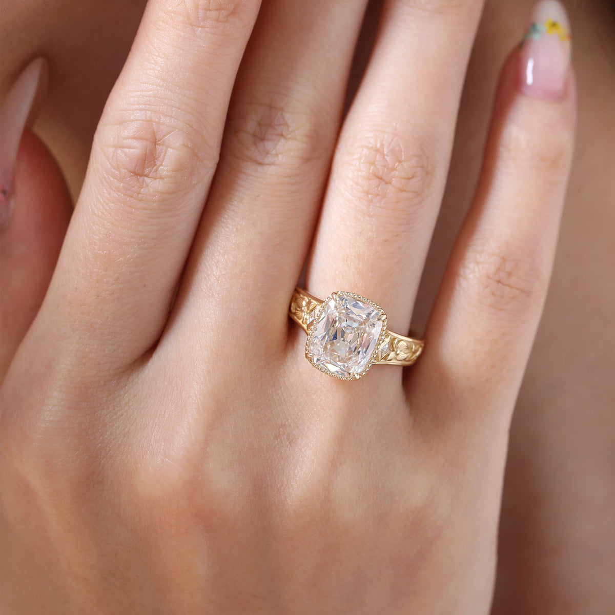 Solitaire Cathedral- 1.8 CT Cushion Lab Grown Diamond Wedding Band