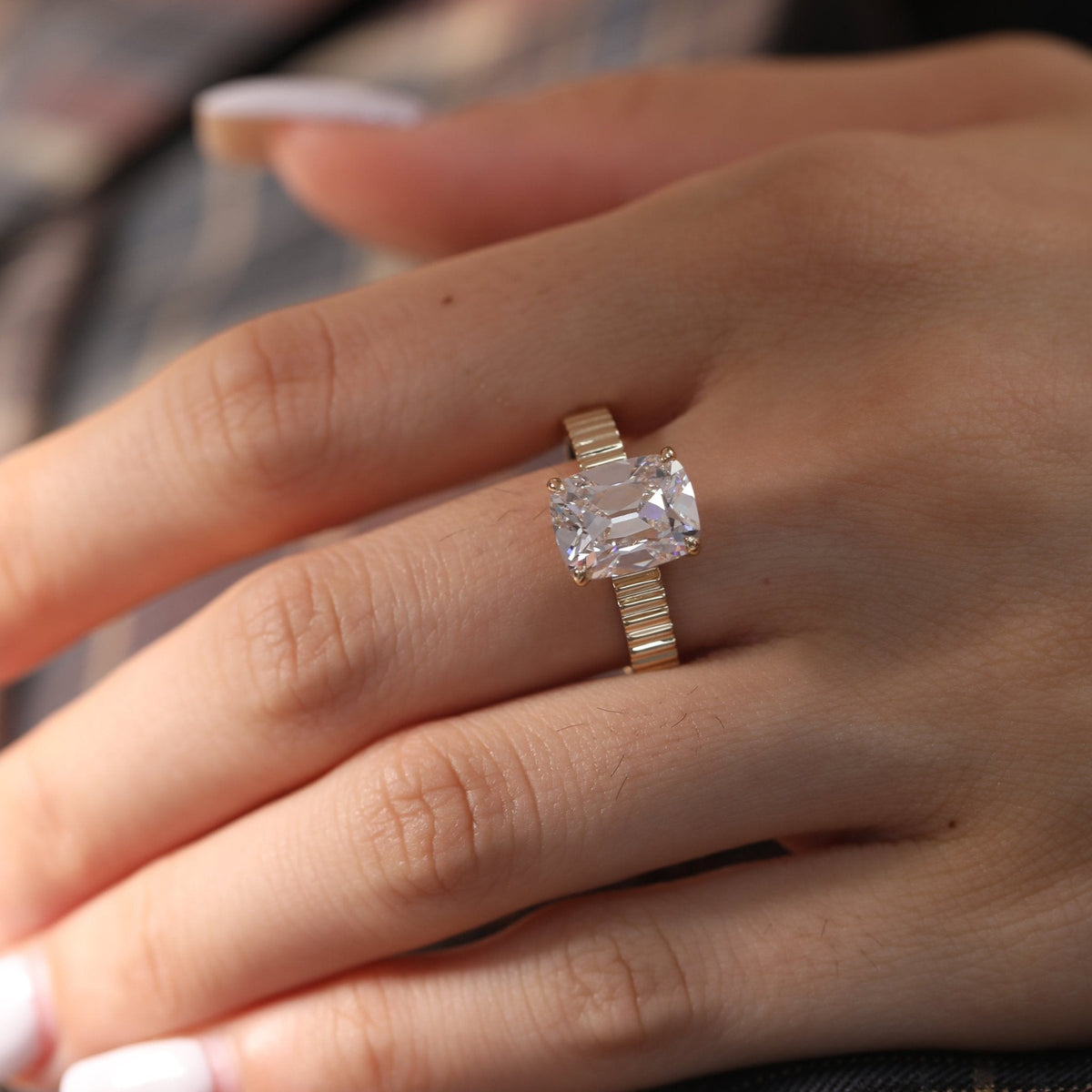 Solitaire Cathedral- 1.8 CT Cushion Lab Grown Diamond Wedding Band