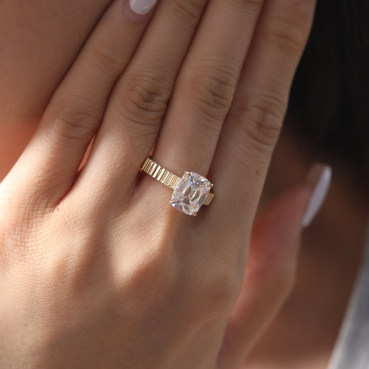 Solitaire Cathedral- 1.8 CT Cushion Lab Grown Diamond Wedding Band