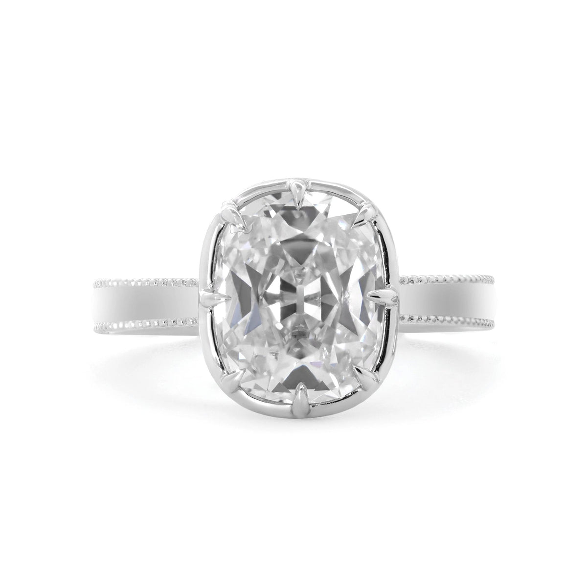 Solitaire Cathedral- 1.8 CT Cushion Lab Grown Diamond Wedding Band