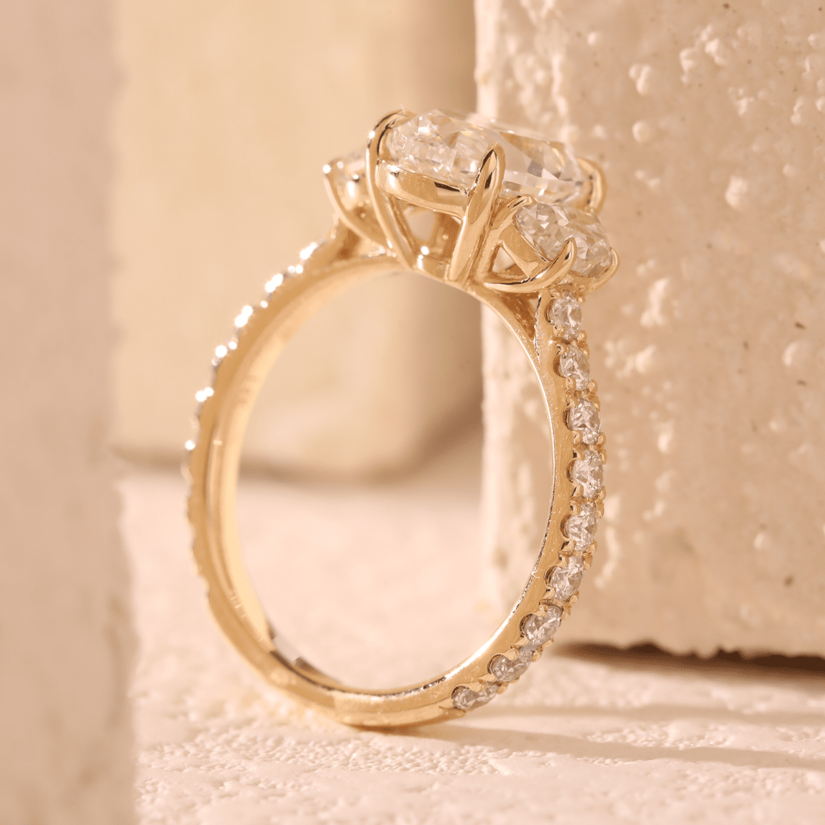 Solitaire Cathedral- 1.8 CT Cushion Lab Grown Diamond Wedding Band