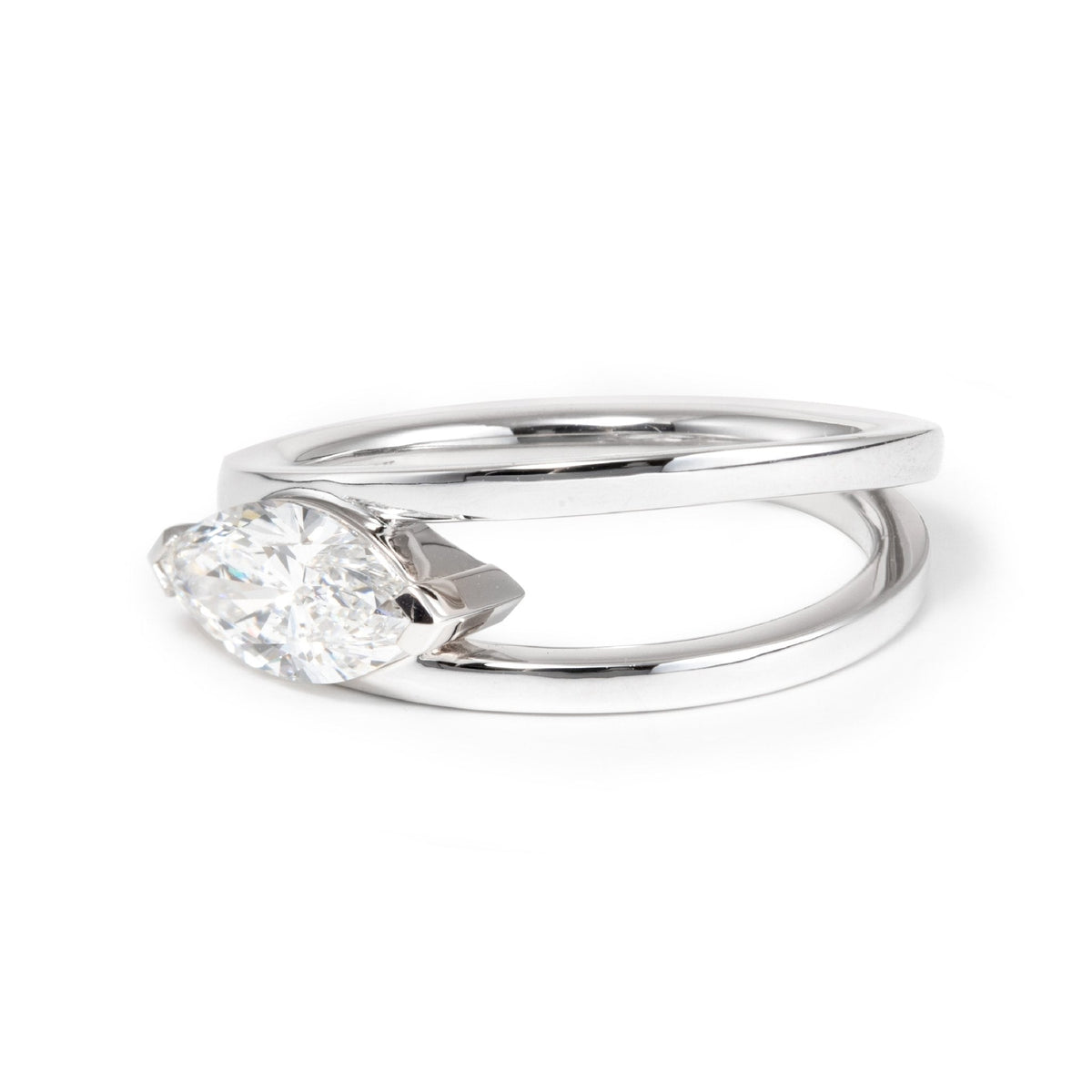 Solitaire Cathedral- 1.8 CT Cushion Lab Grown Diamond Wedding Band